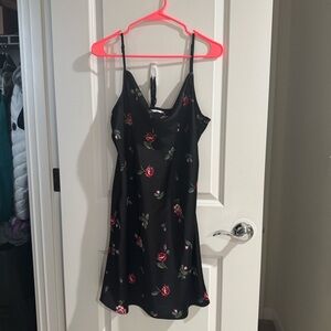Floral Black Slip Dress